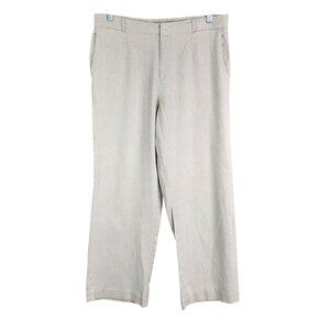 Womens Beige Coldwater Creek Pants Flat Front Linen Blend Stretch Size 8